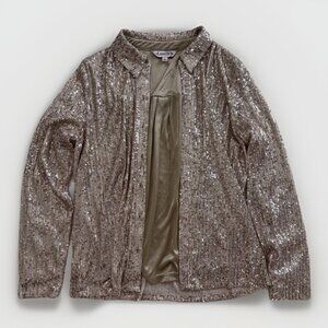 Nanette Lepore Sequin Jacket Blouse Top Women's Small Gold Sequins Lined